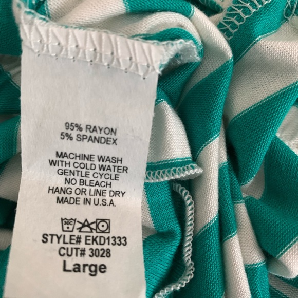 NWOT Women’s Knee Length Jade and White Striped Dress Large - Picture 7 of 10